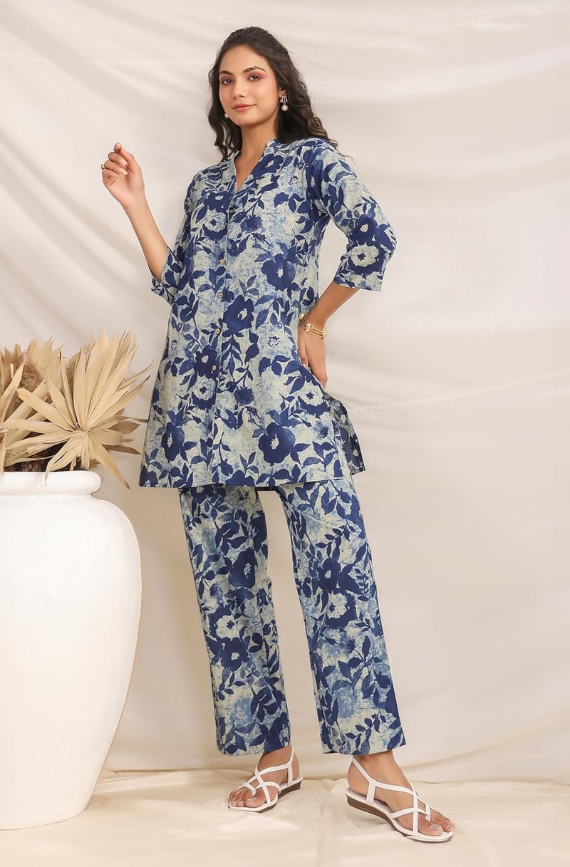Janasya Women's Pure Cotton Floral Printed Straight Co-ord Set - Image 2